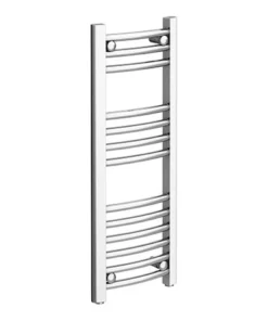 Diamond Curved Heated Towel Rail - W300 x H800mm - Chrome