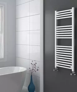 Diamond White 500 x 1200mm Straight Heated Towel Rail (incl. Valves + Electric Heating Kit) -Cheap Bathroom Heating Store COL031 EHK d3 460