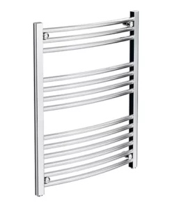 Diamond Curved Heated Towel Rail - W600 x H800mm - Chrome