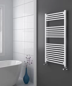 Diamond Heated Towel Rail - W600 x H1200mm - White - Straight