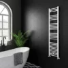 Diamond Heated Towel Rail - W400 x H1600mm - White - Straight