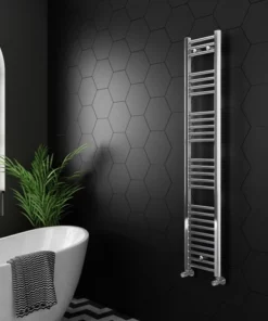 Diamond Heated Towel Rail - W300 x H1600mm - Chrome - Straight
