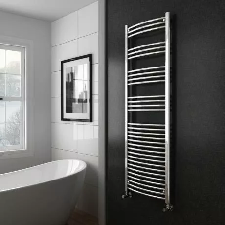 Diamond Curved Heated Towel Rail - W600 x H1800mm - Chrome 4 Diamond Curved Heated Towel Rail - W600 x H1800mm - Chrome - Image 2