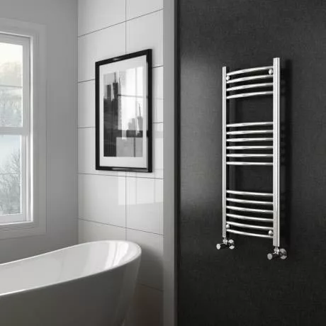 Diamond Curved Heated Towel Rail - W400 x H1000mm - Chrome 4 Diamond Curved Heated Towel Rail - W400 x H1000mm - Chrome - Image 2
