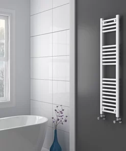 Diamond Heated Towel Rail - W300 x H1200mm - White - Straight
