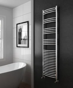 Diamond Curved Heated Towel Rail - W500 x H1800mm - Chrome