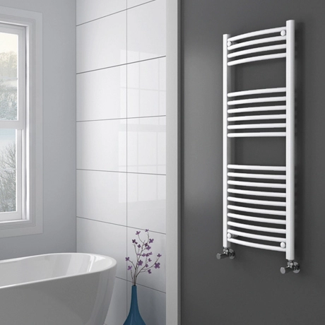 Diamond Curved Heated Towel Rail - W500 x H1200mm - White 3 Diamond Curved Heated Towel Rail - W500 x H1200mm - White