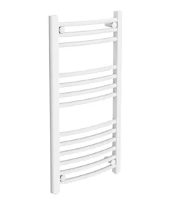 Diamond Curved Heated Towel Rail - W400 x H800mm - White