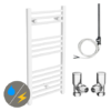 Diamond White 400 x 800mm Straight Heated Towel Rail (incl. Valves + Electric Heating Kit)