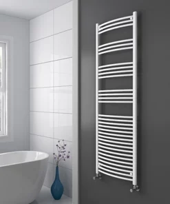 Diamond Curved Heated Towel Rail - W600 x H1800mm - White
