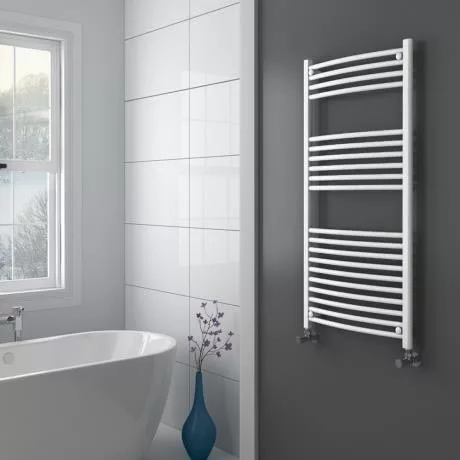 Diamond Curved Heated Towel Rail - W600 x H1200mm - White 4 Diamond Curved Heated Towel Rail - W600 x H1200mm - White - Image 2