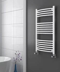 Diamond Curved Heated Towel Rail - W600 x H1000mm - White