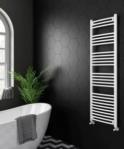 Diamond Curved Heated Towel Rail - W500 x H1600mm - White