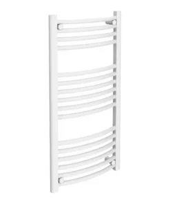 Diamond Curved Heated Towel Rail - W500 x H1000mm - White