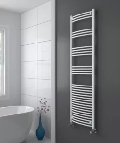 Diamond Curved Heated Towel Rail - W500 x H1800mm - White -Cheap Bathroom Heating Store COL065 white heated towel rail 460
