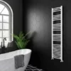 Diamond Curved Heated Towel Rail - W400 x H1600mm - White