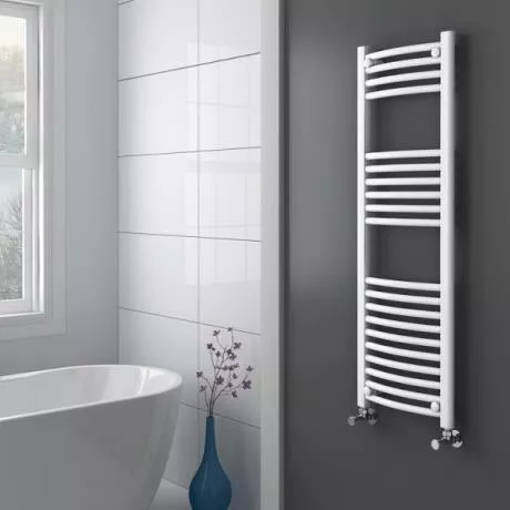 Diamond Curved Heated Towel Rail - W400 x H1200mm - White 4 Diamond Curved Heated Towel Rail - W400 x H1200mm - White - Image 2