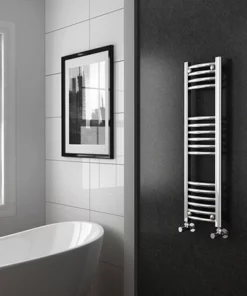 Diamond Curved Heated Towel Rail - W300 x H1000mm - Chrome