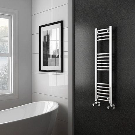 Diamond Curved Heated Towel Rail - W300 x H1000mm - Chrome 3 Diamond Curved Heated Towel Rail - W300 x H1000mm - Chrome