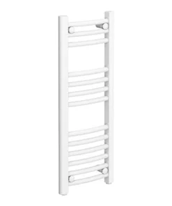 Diamond Curved Heated Towel Rail - W300 x H800mm - White