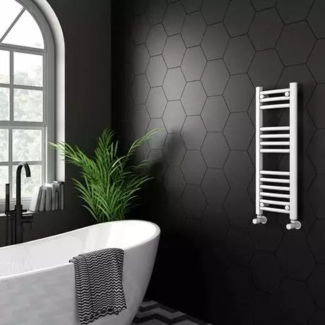 Diamond Curved Heated Towel Rail - W300 x H800mm - White 4 Diamond Curved Heated Towel Rail - W300 x H800mm - White - Image 2