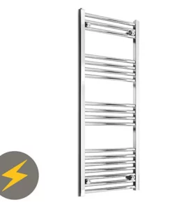 Reina Capo H1200 x W600mm Chrome Flat Electric Towel Rail