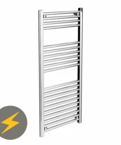 Diamond Straight Heated Electric Towel Rail - W500 x H1200mm - Chrome
