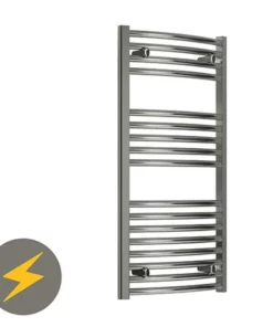 Reina Diva H1200 x W400mm Chrome Curved Electric Towel Rail
