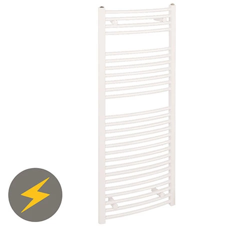 Reina Diva H1200 x W400mm White Curved Electric Towel Rail 3 Reina Diva H1200 x W400mm White Curved Electric Towel Rail