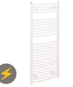 Reina Diva H1200 x W600mm White Curved Electric Towel Rail
