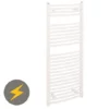 Reina Diva H1200 x W500mm White Curved Electric Towel Rail -Cheap Bathroom Heating Store ES408WC M 4