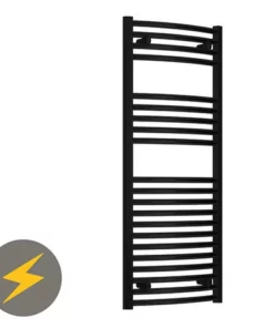 Reina Diva H800 x W600mm Black Curved Electric Towel Rail