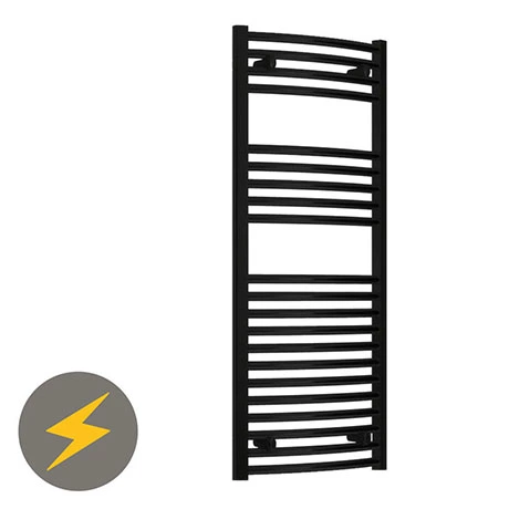 Reina Diva H1200 x W500mm Black Curved Electric Towel Rail 3 Reina Diva H1200 x W500mm Black Curved Electric Towel Rail
