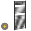 Reina Diva H1200 x W500mm Black Flat Electric Towel Rail -Cheap Bathroom Heating Store ES508BF P