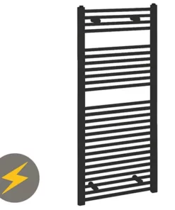 Reina Diva H1200 x W500mm Black Flat Electric Towel Rail