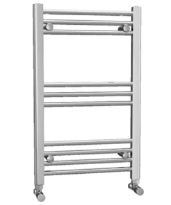 York Flat Heated Towel Rail - W600 x H800mm - Chrome