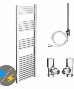 Cube 500 x 1420mm Heated Towel Rail (incl. Valves + Electric Heating Kit)