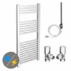 Cube 600 x 1100mm Heated Towel Rail (incl. Valves + Electric Heating Kit) -Cheap Bathroom Heating Store KUB612C EHK p