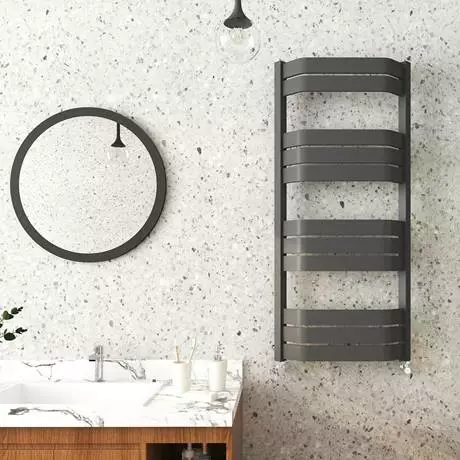 Milan Bow-Fronted Anthracite 1200 x 550 Designer Flat Panel Heated Towel Rail 5 Milan Bow-Fronted Anthracite 1200 x 550 Designer Flat Panel Heated Towel Rail - Image 3