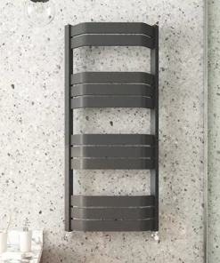 Milan Bow-Fronted Anthracite 1200 x 550 Designer Flat Panel Heated Towel Rail