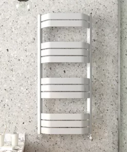 Milan Bow-Fronted White 1200 x 550 Designer Flat Panel Heated Towel Rail