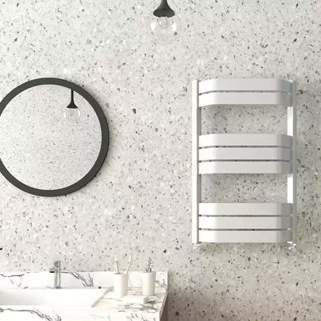 Milan Bow-Fronted White 850 x 550 Designer Flat Panel Heated Towel Rail 5 Milan Bow-Fronted White 850 x 550 Designer Flat Panel Heated Towel Rail - Image 3