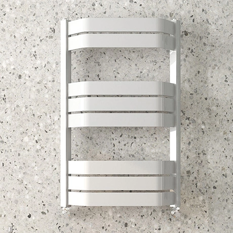 Milan Bow-Fronted White 850 x 550 Designer Flat Panel Heated Towel Rail 3 Milan Bow-Fronted White 850 x 550 Designer Flat Panel Heated Towel Rail
