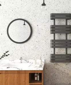 Milan Curved Anthracite 1200 x 500 Designer Flat Panel Heated Towel Rail - 11 Sections -Cheap Bathroom Heating Store MCTR125A2 d2 460