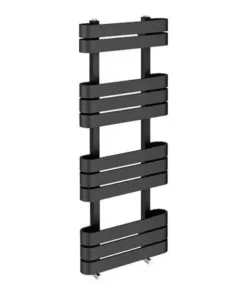 Milan Curved Anthracite 1200 x 500 Designer Flat Panel Heated Towel Rail - 11 Sections -Cheap Bathroom Heating Store MCTR125A2 d4 460