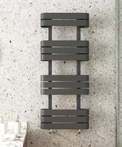 Milan Curved Anthracite 1200 x 500 Designer Flat Panel Heated Towel Rail - 11 Sections