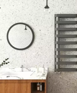 Milan Curved Anthracite 1300 x 500 Designer Flat Panel Heated Towel Rail - 9 Sections -Cheap Bathroom Heating Store MCTR135A1 d2 460