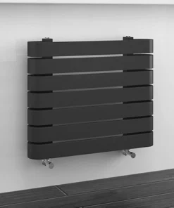 Milan Curved Anthracite 600 x 500 Horizontal Designer Flat Panel Heated Towel Rail
