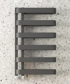 Milan Curved Anthracite 850 x 500 Designer Flat Panel Heated Towel Rail - 6 Sections