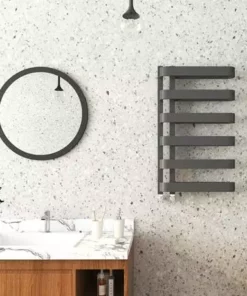 Milan Curved Anthracite 850 x 500 Designer Flat Panel Heated Towel Rail - 6 Sections -Cheap Bathroom Heating Store MCTR855A1 d2 460